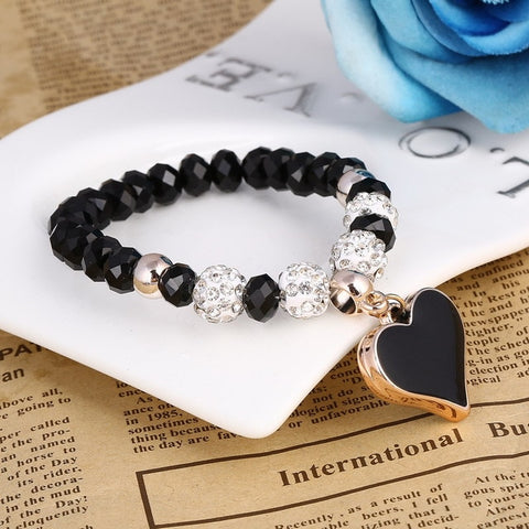 ZOSHI Romantic Vintage Bracelets For Women Heart Pendant Bracelets with crystal Shambhala Beads Fit Pan Bracelets Jewelry - Zodfashion