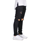 Men Jeans Stretch Destroyed Ripped Design Fashion Ankle Zipper Skinny Jeans For Men E5020 - Zodfashion