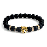 Natural stone Beads men bracelets Lucky Charm Matte Black Natural stone Beads Onyx Stone Matt Tiger Leopard Bracelets for men - Zodfashion