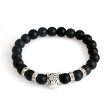 Natural stone Beads men bracelets Lucky Charm Matte Black Natural stone Beads Onyx Stone Matt Tiger Leopard Bracelets for men - Zodfashion