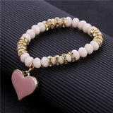 ZOSHI Romantic Vintage Bracelets For Women Heart Pendant Bracelets with crystal Shambhala Beads Fit Pan Bracelets Jewelry - Zodfashion