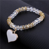 ZOSHI Romantic Vintage Bracelets For Women Heart Pendant Bracelets with crystal Shambhala Beads Fit Pan Bracelets Jewelry - Zodfashion