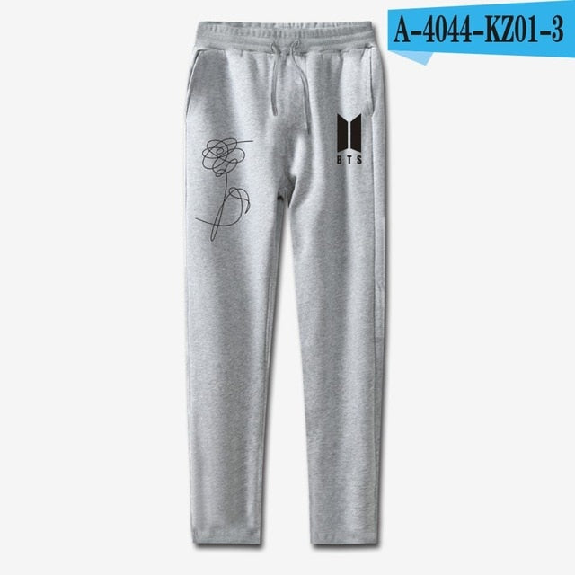 BTS KPOP pants  love yourself 100% cotton men and women Trousers casual Sweatpants Jogger Pants slim fit k-pop clothes plus size - Zodfashion