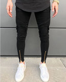 2018 New Men Ripped holes jeans Zip skinny biker jeans black white jeans with Pleated patchwork slim fit hip hop jeans men pants - Zodfashion