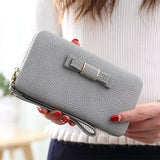 Purse bow wallet female famous brand card holders cellphone pocket PU leather women money bag clutch women wallet 505 - Zodfashion