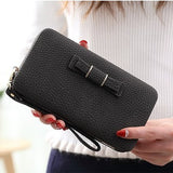 Purse bow wallet female famous brand card holders cellphone pocket PU leather women money bag clutch women wallet 505 - Zodfashion