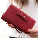 Purse bow wallet female famous brand card holders cellphone pocket PU leather women money bag clutch women wallet 505 - Zodfashion