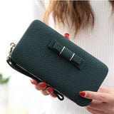 Purse bow wallet female famous brand card holders cellphone pocket PU leather women money bag clutch women wallet 505 - Zodfashion