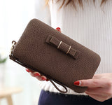 Purse bow wallet female famous brand card holders cellphone pocket PU leather women money bag clutch women wallet 505 - Zodfashion