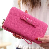 Purse bow wallet female famous brand card holders cellphone pocket PU leather women money bag clutch women wallet 505 - Zodfashion