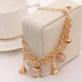 2018 Gold Color Multilayer Beaded Pendant Bracelets and Bangles Fashion Women Heart Butterfly Charm Bracelet Jewelry Accessories - Zodfashion