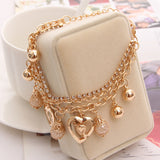 2018 Gold Color Multilayer Beaded Pendant Bracelets and Bangles Fashion Women Heart Butterfly Charm Bracelet Jewelry Accessories - Zodfashion