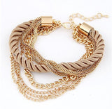 2018 Gold Color Multilayer Beaded Pendant Bracelets and Bangles Fashion Women Heart Butterfly Charm Bracelet Jewelry Accessories - Zodfashion