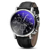 Fashion Faux Leather Mens Analog Quarts Watches Blue Ray Men Wrist Watch 2018 Mens Watches Top Brand Luxury Casual Watch Clock - Zodfashion