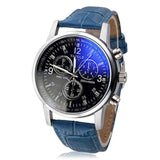 Fashion Faux Leather Mens Analog Quarts Watches Blue Ray Men Wrist Watch 2018 Mens Watches Top Brand Luxury Casual Watch Clock - Zodfashion