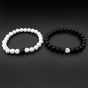 2Pcs/Set Couples Distance Bracelet Classic Natural Stone White and Black Yin Yang Beaded Bracelets for Men Women Best Friend Hot - Zodfashion