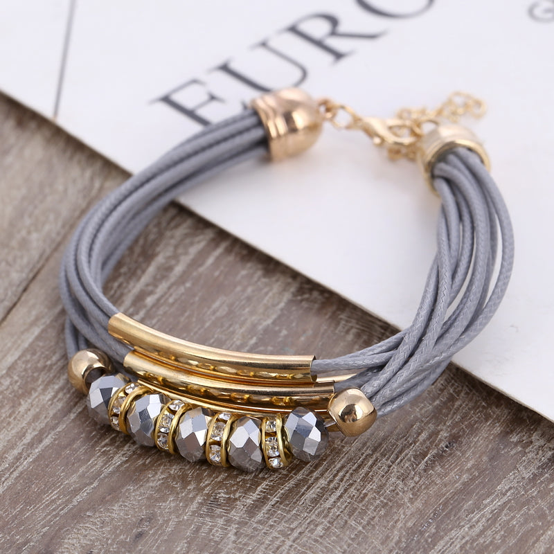 Bracelet Wholesale 2018 New Fashion Jewelry Leather Bracelet for Women Bangle Europe Beads Charms Gold Bracelet Christmas Gift - Zodfashion