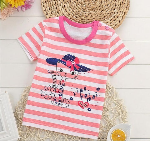 2018 New Fashion Cartoon 100% Cotton Short Sleeve Children Kids T-shirts 2-7 Years Boys Girls Tshirts Baby Girls Clothes - Zodfashion