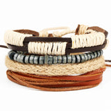 New Fashion Bead Leather Bracelets & bangles for Women 3/4 pcs 1 Set Multilayer Wristband Bracelet Men Pulseiras dropshiping - Zodfashion