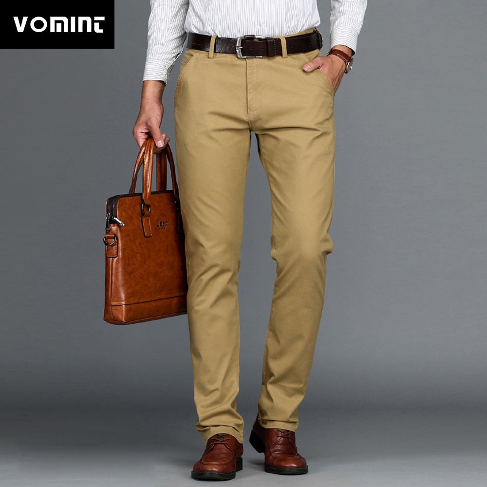 VOMINT pants men new 2018 Mens Casual Pants Stretch male trousers man long Straight Black Blue Khaki plus size pant suit pants - Zodfashion