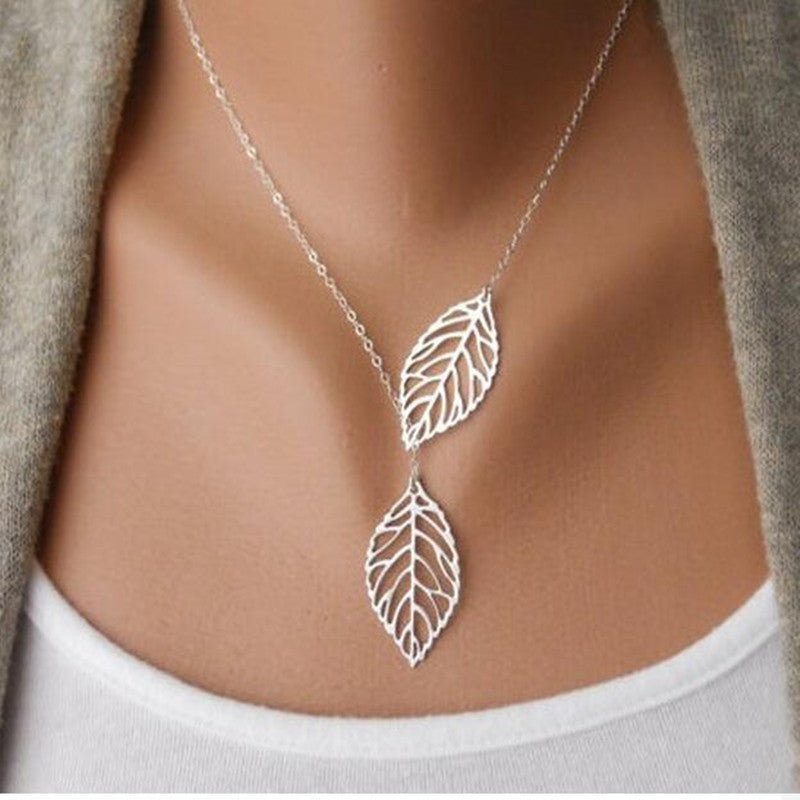 Chain Necklace Leaf - Zodfashion