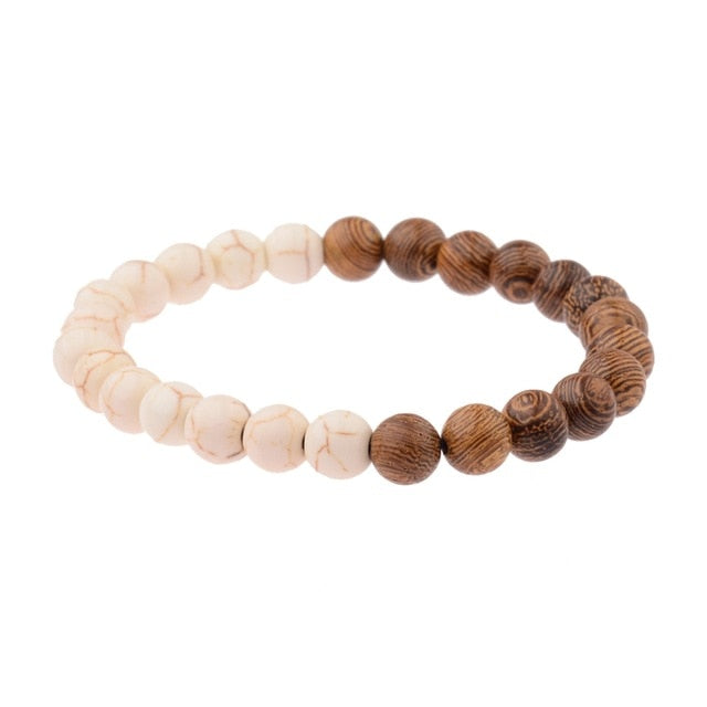 Amader 8mm New Natural Wood Beads Bracelets Men Black Ethinc Meditation White Bracelet Women Prayer Jewelry Yoga ABJ005 - Zodfashion