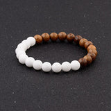 Amader 8mm New Natural Wood Beads Bracelets Men Black Ethinc Meditation White Bracelet Women Prayer Jewelry Yoga ABJ005 - Zodfashion