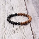 Amader 8mm New Natural Wood Beads Bracelets Men Black Ethinc Meditation White Bracelet Women Prayer Jewelry Yoga ABJ005 - Zodfashion