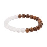 Amader 8mm New Natural Wood Beads Bracelets Men Black Ethinc Meditation White Bracelet Women Prayer Jewelry Yoga ABJ005 - Zodfashion