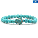 Summer Style Sea Turtle Beads Bracelets For Women Men Classic 14 colors Natural Stone Elastic Friendship Bracelet Beach Jewelry - Zodfashion