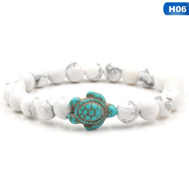 Summer Style Sea Turtle Beads Bracelets For Women Men Classic 14 colors Natural Stone Elastic Friendship Bracelet Beach Jewelry - Zodfashion