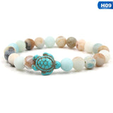 Summer Style Sea Turtle Beads Bracelets For Women Men Classic 14 colors Natural Stone Elastic Friendship Bracelet Beach Jewelry - Zodfashion