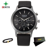 2018 Mens Watches NORTH Brand Luxury Casual Military Quartz Sports Wristwatch Leather Strap Male Clock watch relogio masculino - Zodfashion