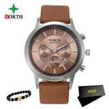 2018 Mens Watches NORTH Brand Luxury Casual Military Quartz Sports Wristwatch Leather Strap Male Clock watch relogio masculino - Zodfashion