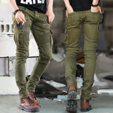 Green Black Denim Biker jeans Mens Skinny 2015 Runway Distressed slim elastic jeans hiphop Washed - Zodfashion