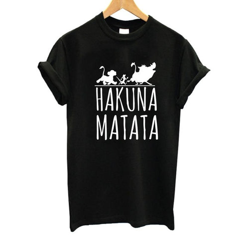 2017 Hakuna Matata letter print Tee shirt Homme Summer Women Short Sleeve t shirt Plus Size women casual 100% Cotton top - Zodfashion