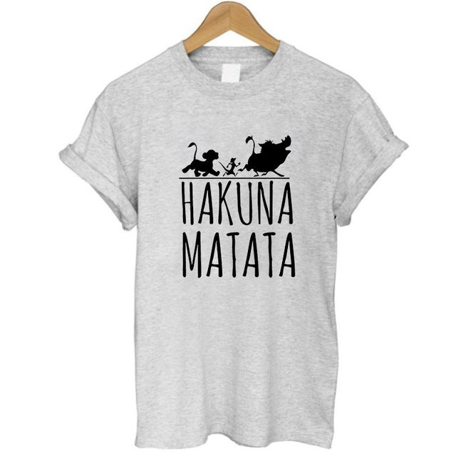 2017 Hakuna Matata letter print Tee shirt Homme Summer Women Short Sleeve t shirt Plus Size women casual 100% Cotton top - Zodfashion