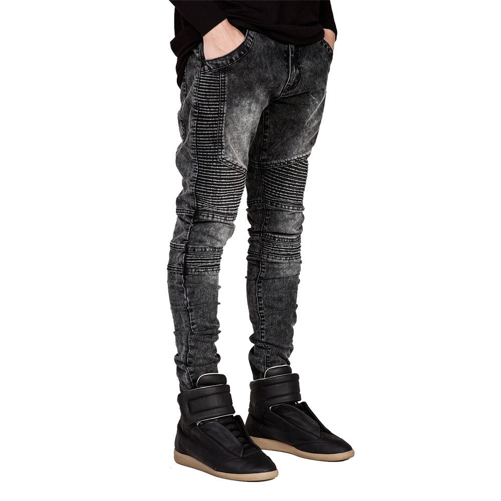 Men Jeans Runway Slim Racer Biker Jeans Fashion Hiphop Skinny Jeans For Men H0292 - Zodfashion